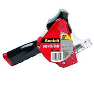 Scotch 2” Handheld Packing Tape Dispenser Heavy Duty Foam Grip Red Black